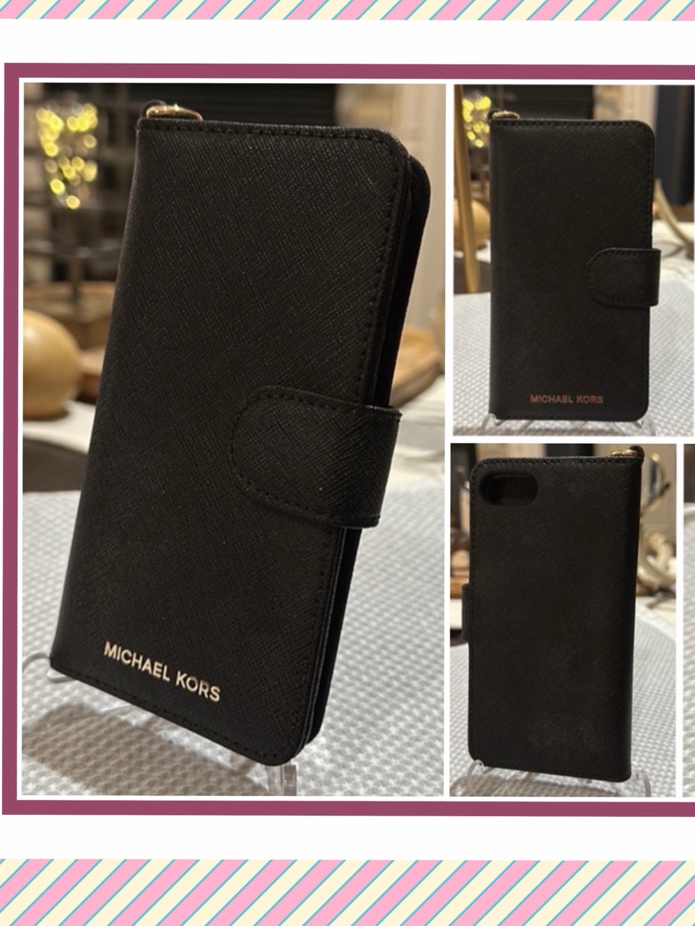 MICHAEL Michael Kors iPhone 7 Tab Folio Phone Case in Black, EUC like New